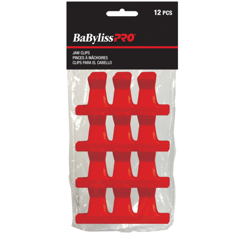 BaBylissPRO Plastic RED Jaw Clamps , 12/bag 