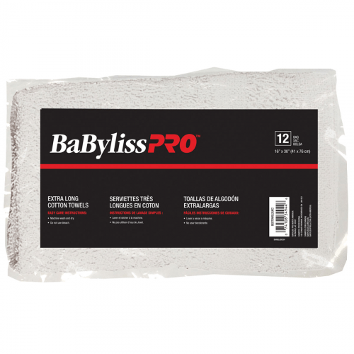BaBylissPRO  White Deluxe X-long Towels 16"x 30" Gray Stripe  
