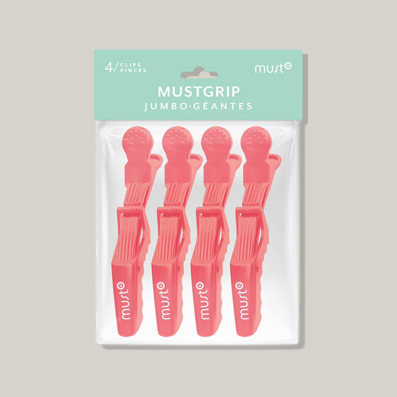 Must52 Must Grip expandable jumbo clips 4x coral 