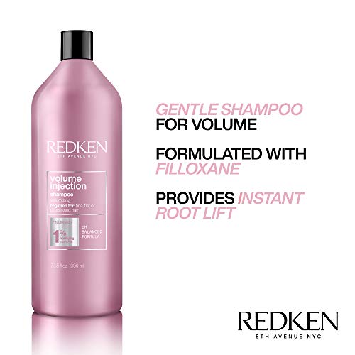 Redken Volume Injection Shampoo | Für feines Haar | Hinzufügen von Auftrieb &amp; Körper | Ohne Parabene | 33,8 fl oz, 33,8 fl. oz