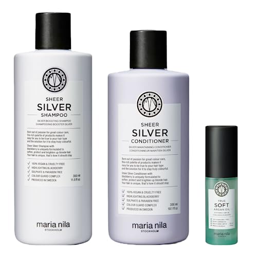 Maria Nila Sheer Silver Gift Box, Neutralizes Golden Shades, Violet Pigments Gives Cool Tone, 100% Vegan & Sulfate/Paraben free