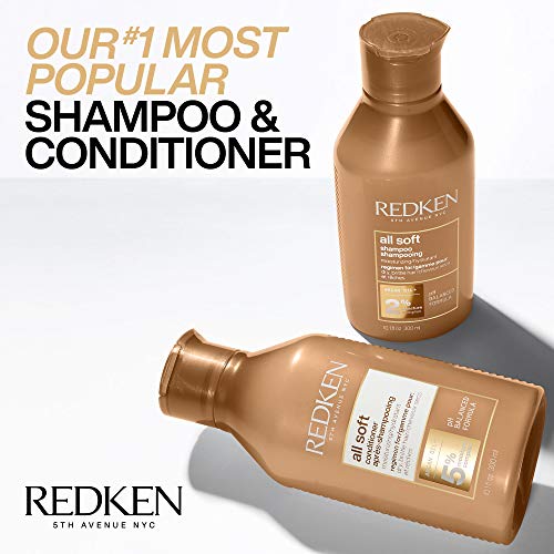 Redken All Soft Shampoo | Für trockenes/sprödes Haar | Bietet intensive Weichheit und Glanz | Mit Arganöl | 33,8 fl oz | Verpackung kann variieren