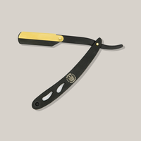 Thumbnail for Brave & Bearded Black & gold straight blade razor #RZBG01 