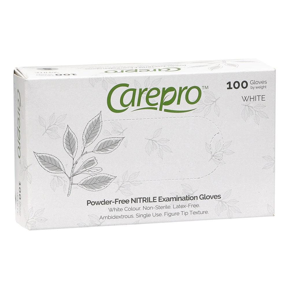 CarePro Powder-Free Nitrile Exam Gloves White 100 pcs Small