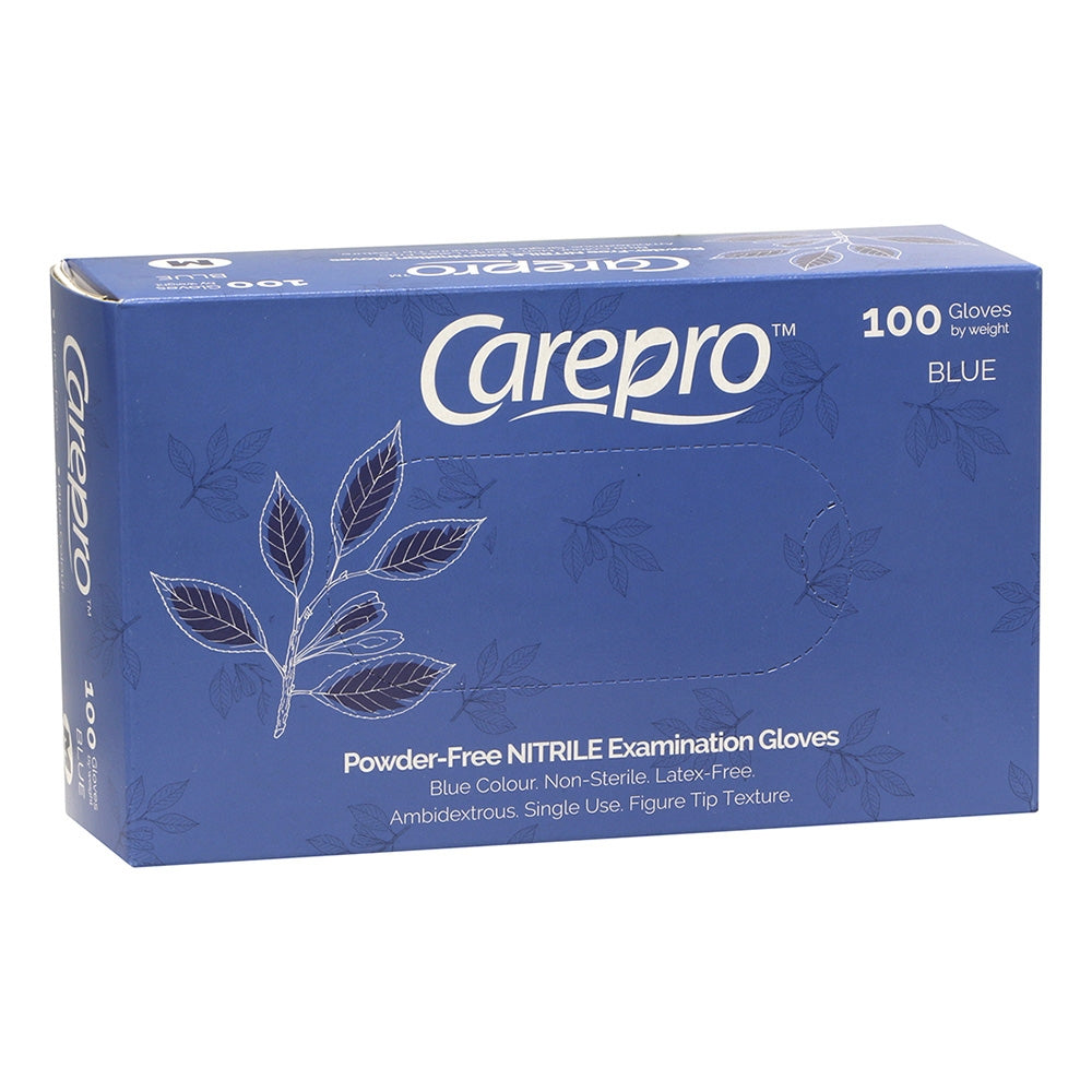 CarePro Powder-Free Nitrile Exam Gloves Blue 100 pcs Small