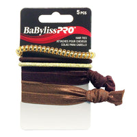Thumbnail for BabylissPRO MIXED HAIR TIES (5 PCS) Brown and Gold Tones