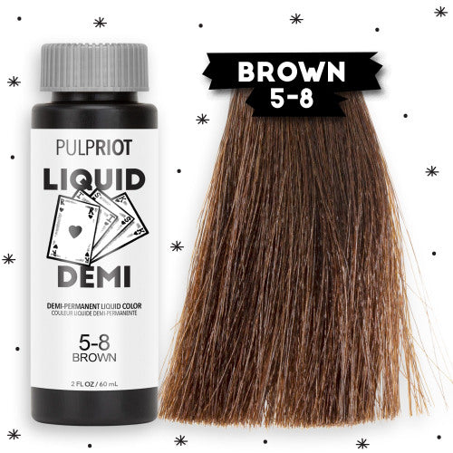 Pulp Riot Liquid Demi Brown 5-8 Demi-Permanent Liquid Color 2oz/60ml 