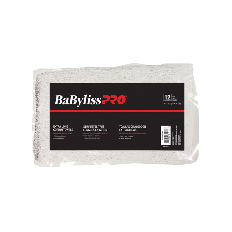 BaBylissPRO  100% Cotton XL White Grey Stripe Towels  12/bag