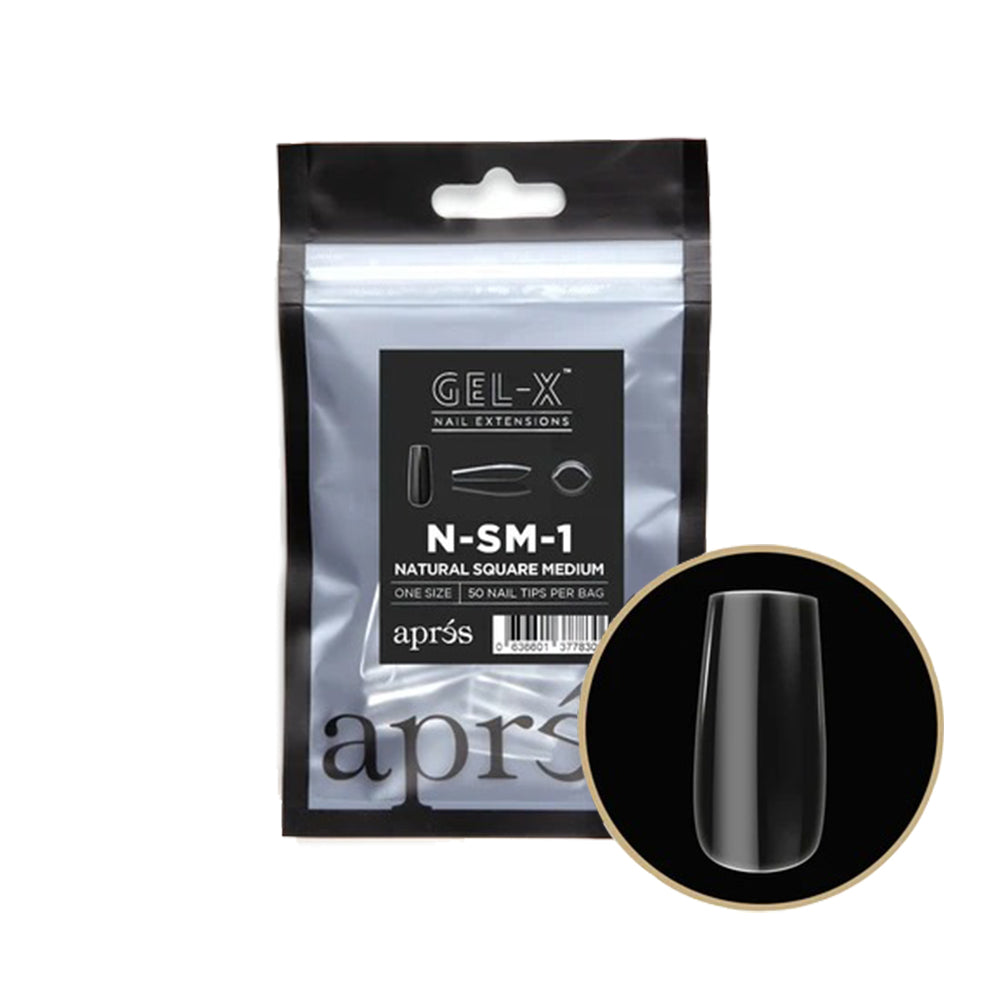 Apres Gel-X Individual Tips Natural Square Medium 50PK NSM1
