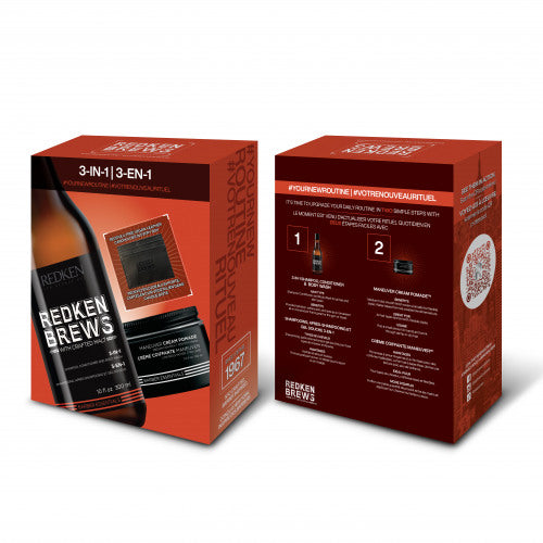Redken Brews 3-in-1 Spring Kit - 3-in-1 Shampoo 10oz, Maneuver 3.4oz & Free Cardholder Wallet  