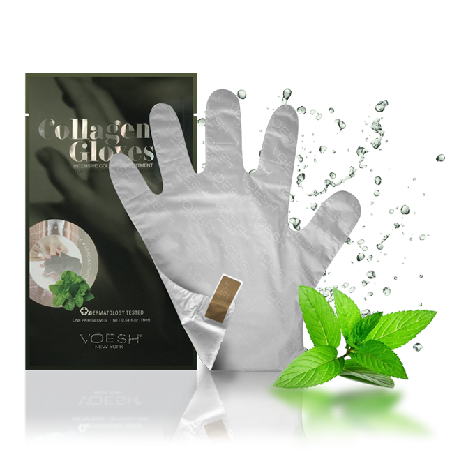 Voesh Collagen Gloves W/Peppermint 1Pair - VHM212PEP