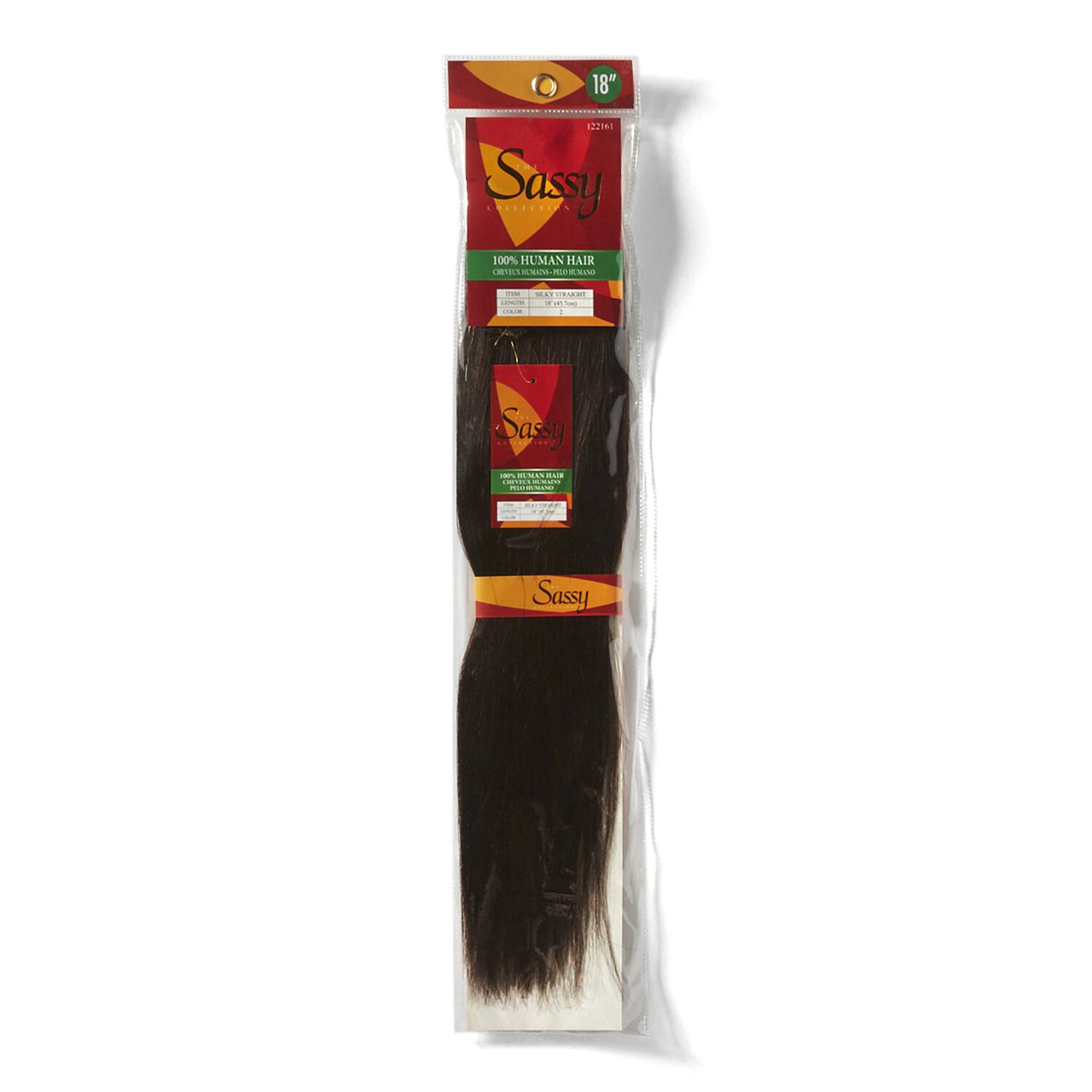 99999  by   The Sassy Collection Silky Straight Darkest Brown 18 Inch Human Hair Extension