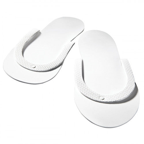 Foam spa slippers with non-skid soles. White  