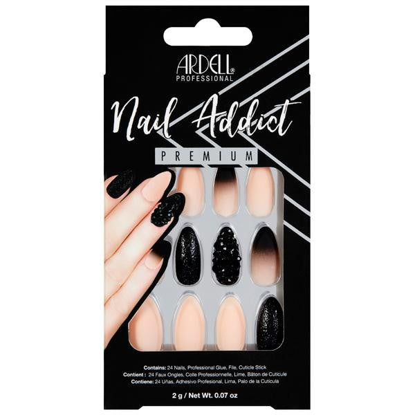Ardell Nail Addict Black Stud and Pink Ombre