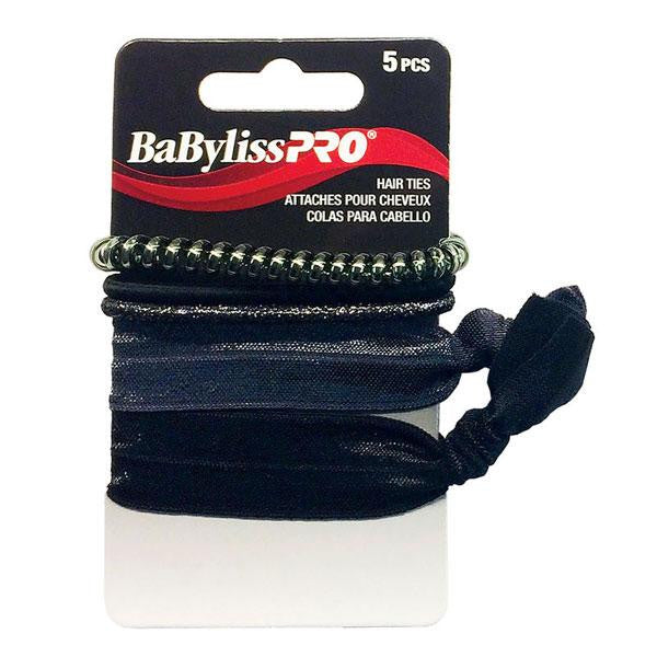Babyliss Pro Hair ties black & silver 5/pack