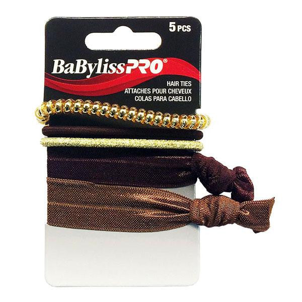 Babyliss Pro Hair ties brown & gold 5/pack