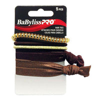 Thumbnail for Babyliss Pro Hair ties brown & gold 5/pack