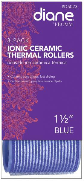 Diane Ionic ceramic thermal rollers 1 1/2'' blue 3/pack