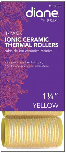 Diane Ionic ceramic thermal rollers 1 1/4'' yellow 4/pack