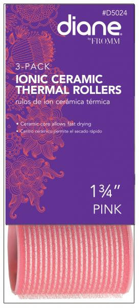 Diane Ionic ceramic thermal rollers 1 3/4'' pink 3/pack