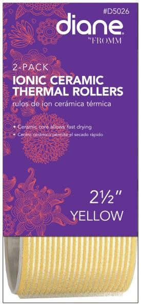 Diane Ionic ceramic thermal rollers 2 1/2'' yellow 2/pack