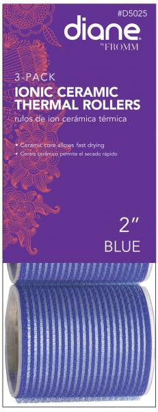 Diane Ionic ceramic thermal rollers 2'' blue 3/pack