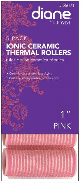 Diane Ionic ceramic thermal rollers pink 1'' 5/pack