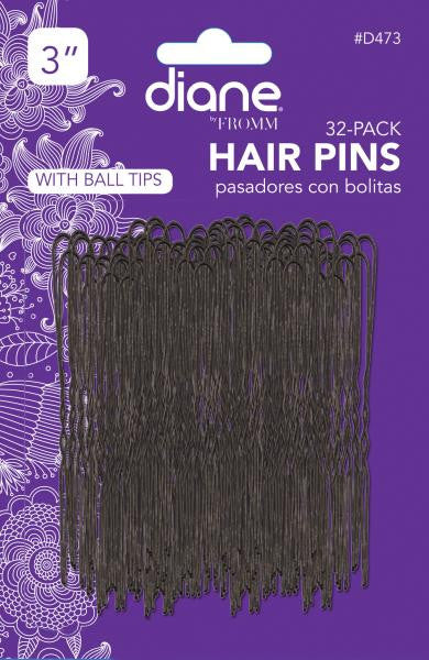 Diane Jumbo hair pins black 3in 32/pack