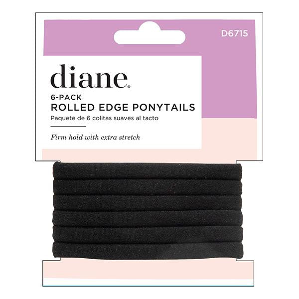Diane Rolled Edge Ponytails Black - 6/pack