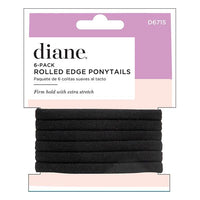 Thumbnail for Diane Rolled Edge Ponytails Black - 6/pack