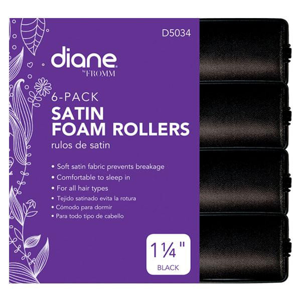 Diane Satin foam rollers 1 1/4'' black 6/pack