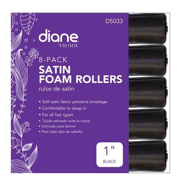 Diane Satin foam rollers 1'' black 8/pack