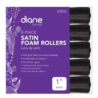 Thumbnail for Diane Satin foam rollers 1'' black 8/pack