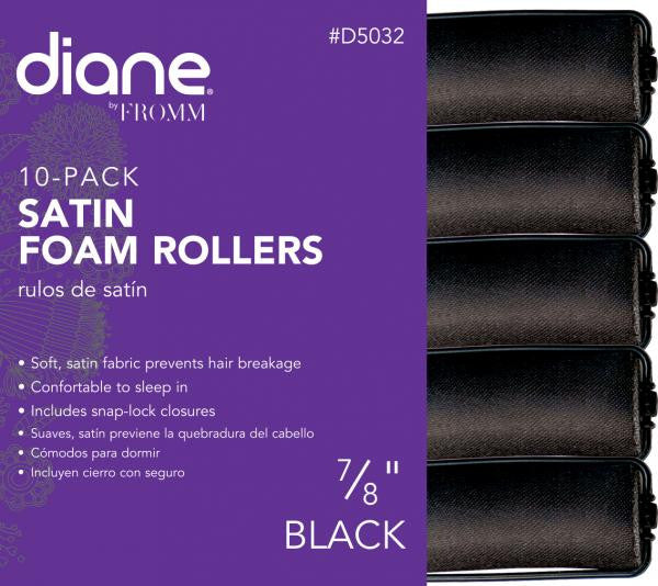 Diane Satin foam rollers 7/8'' black 10/pack