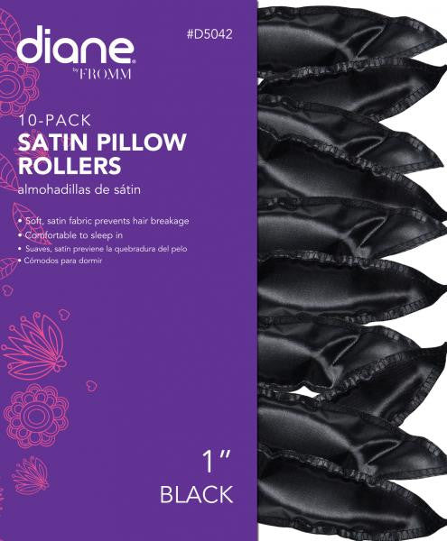 Diane Satin pillow rollers black 10/pack