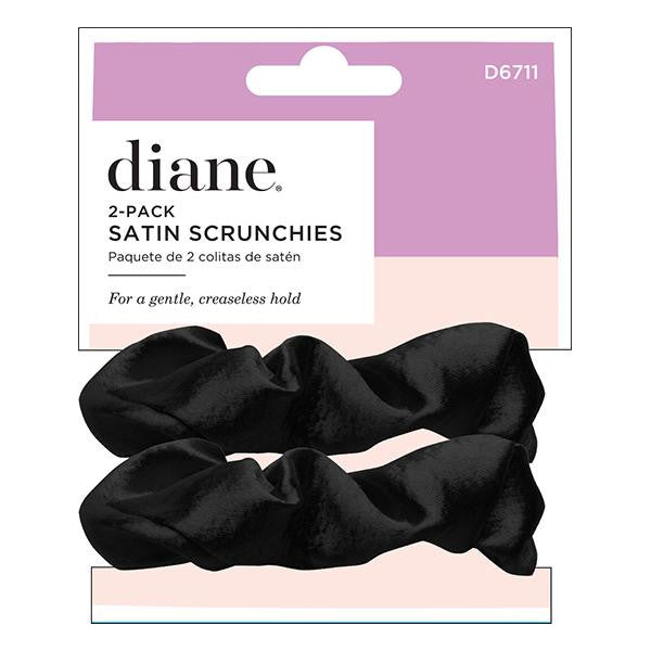 Diane Satin Scrunchies Black - 2/pack