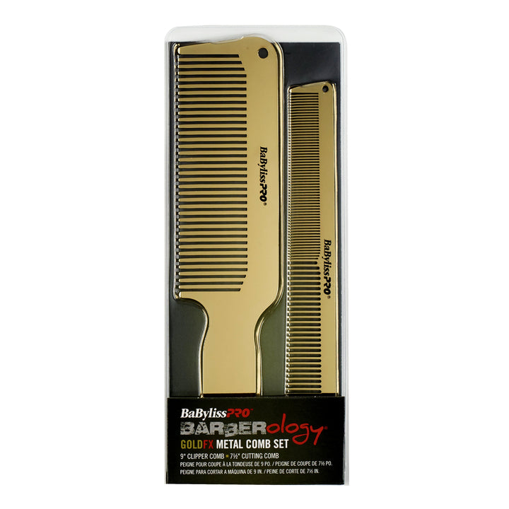 BABYLISS PRO Gold Metal Comb Set 9" clipper & 7-1/2" cutting comb 